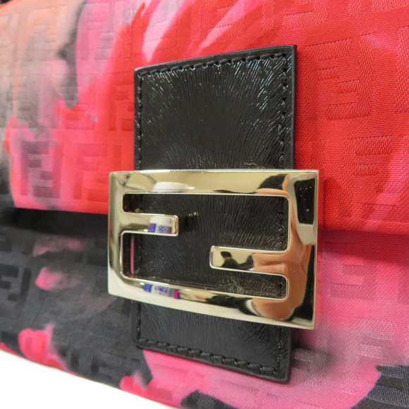 Fendi Red Canvas Zucchino Mamma Shoulder Baguette Mini Bag - Picture 1 of 14